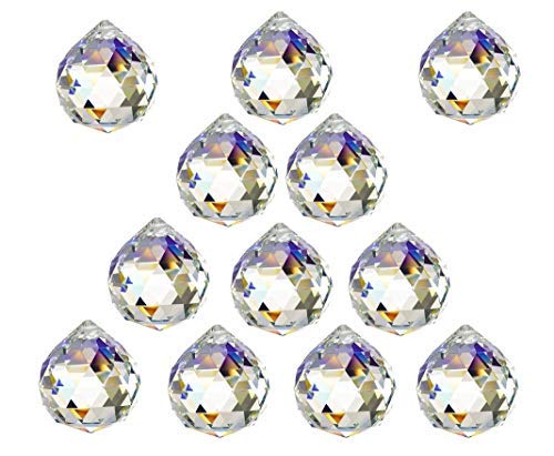 12 Pcs Crystal Ball Prism Suncatcher Rainbow Pendants Maker, 20Mm Clear Glass Crystal Ball Prism,Hanging Crystals Prisms For Win