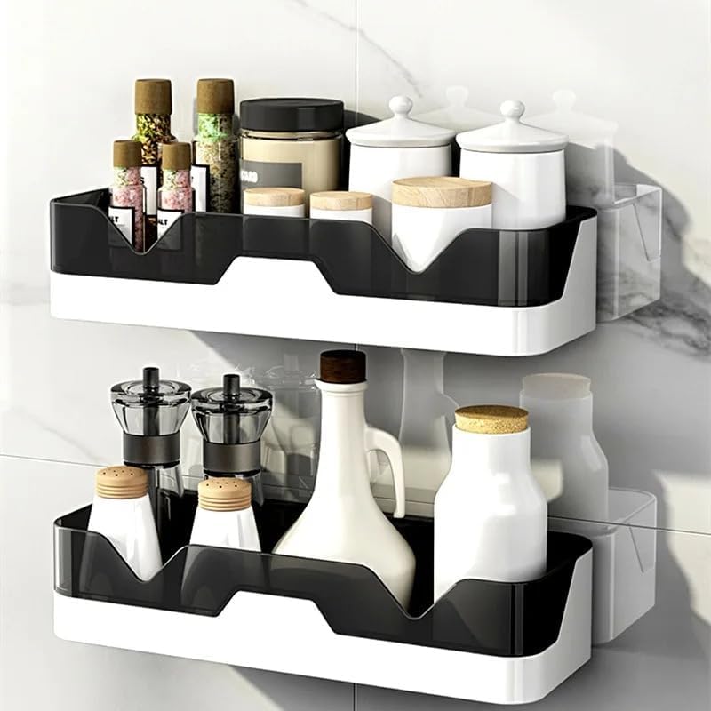 Self Adhesive Wall Mounted Bathroom Shelf Waterproof Plastic Rack