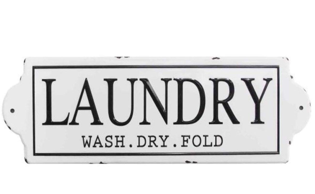 HomeRoots White Wash Dry Fold Metal Laundry Wall Decor