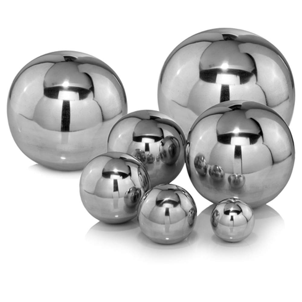 HomeRoots Set of Two Shiny Polished Aluminum Spheres