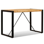 vidaXL Industrial Dining Table with Stable Steel Legs and Polished Rough Mango Wood - Matte Finish - Easy Assembly - 47.2"