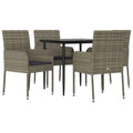 vidaXL 5-Piece Patio Dining Set - Outdoor Table and Chairs Ensemble with Weather-Resistant Poly Rattan in Black and Gray - Includes Cushions, Onesize