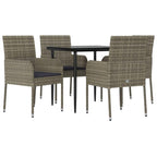 vidaXL 5-Piece Patio Dining Set - Outdoor Table and Chairs Ensemble with Weather-Resistant Poly Rattan in Black and Gray - Includes Cushions, Onesize