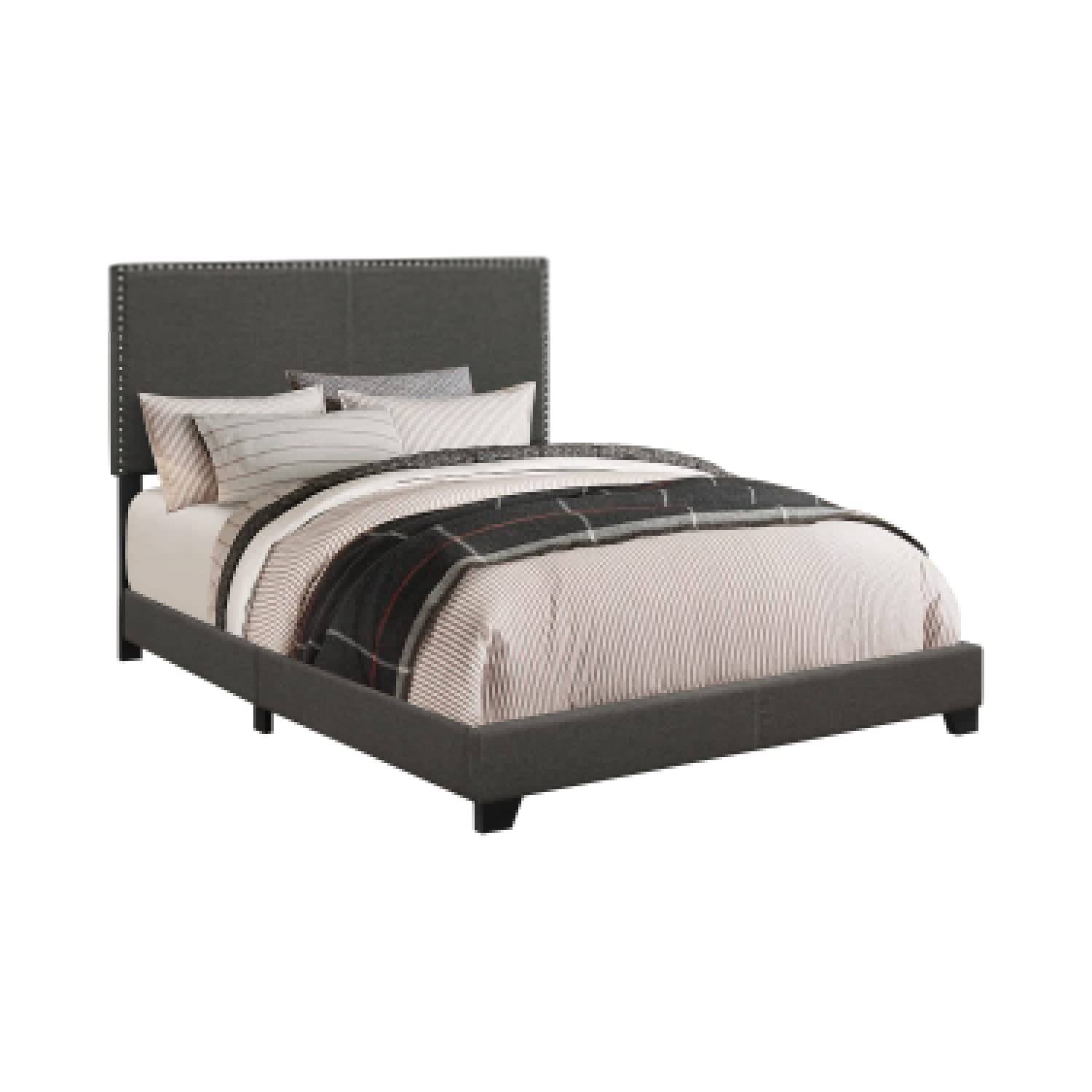 Benjara Benzara Modern Wooden Eastern King Bed, Gray,