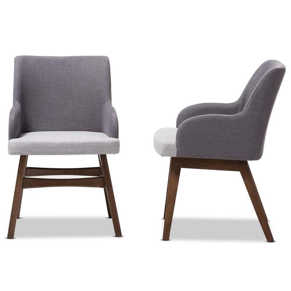 Baxton Studio Monte Mid-Century Modern Two-Tone Grey Fabric Armchair