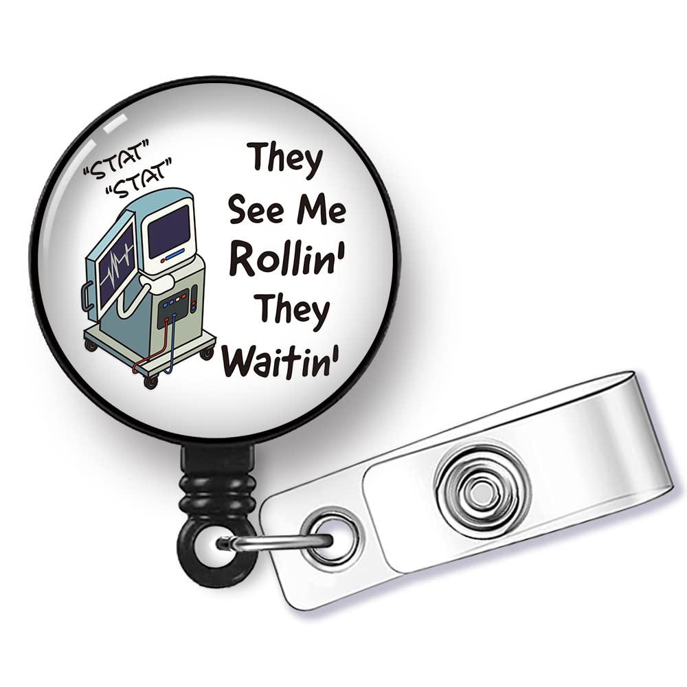 Hafhue They See Me Rollin' They Waifin?Retractable Badge Reel With Alligator Clip Funny Badge Gift For Er Nurse Icu Nurse Rapid