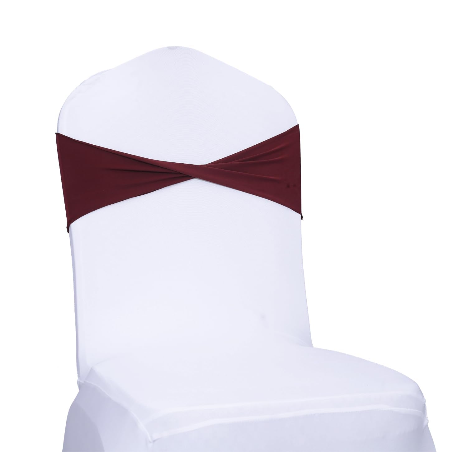 Mds Pack Of 25 Spandex Chair Sashes Bow Sash Elastic Chair Bands Ties Without Buckle For Wedding And Events Decoration Spandex Slider Sashes Bow - Burgundy