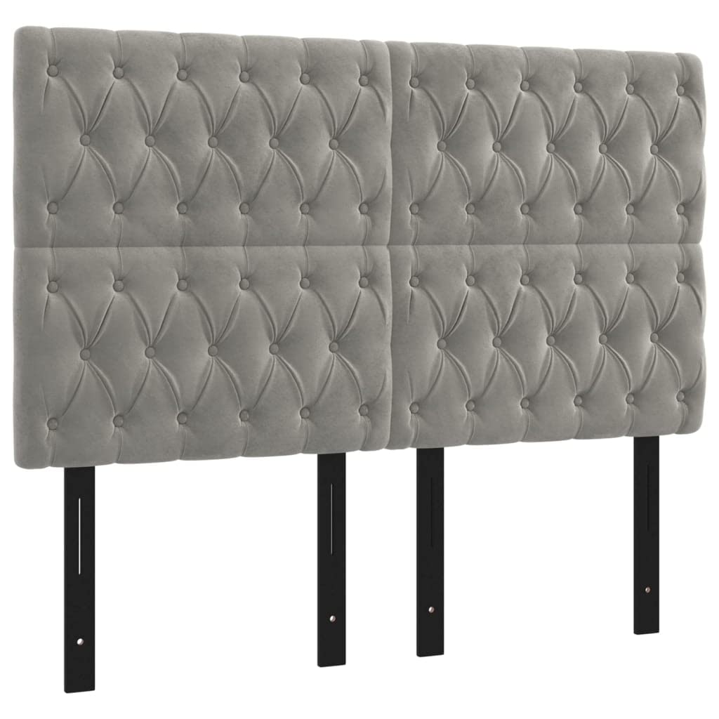 Vidaxl 4X Headboards Home Indoor Bed Accessory Bedroom Upholstered Headboard Bed Header Furniture Light Gray 28.3&quot;X2.8&quot;X30.7&quot;/34.6&quot; Velvet