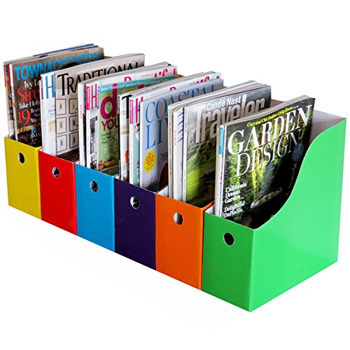 Evelots Magazine File Holder Organizer Box (6, 12, Or 24 Pack) Storage For Desk And Shelves Multiple Color Options - Includes Labels For Organization