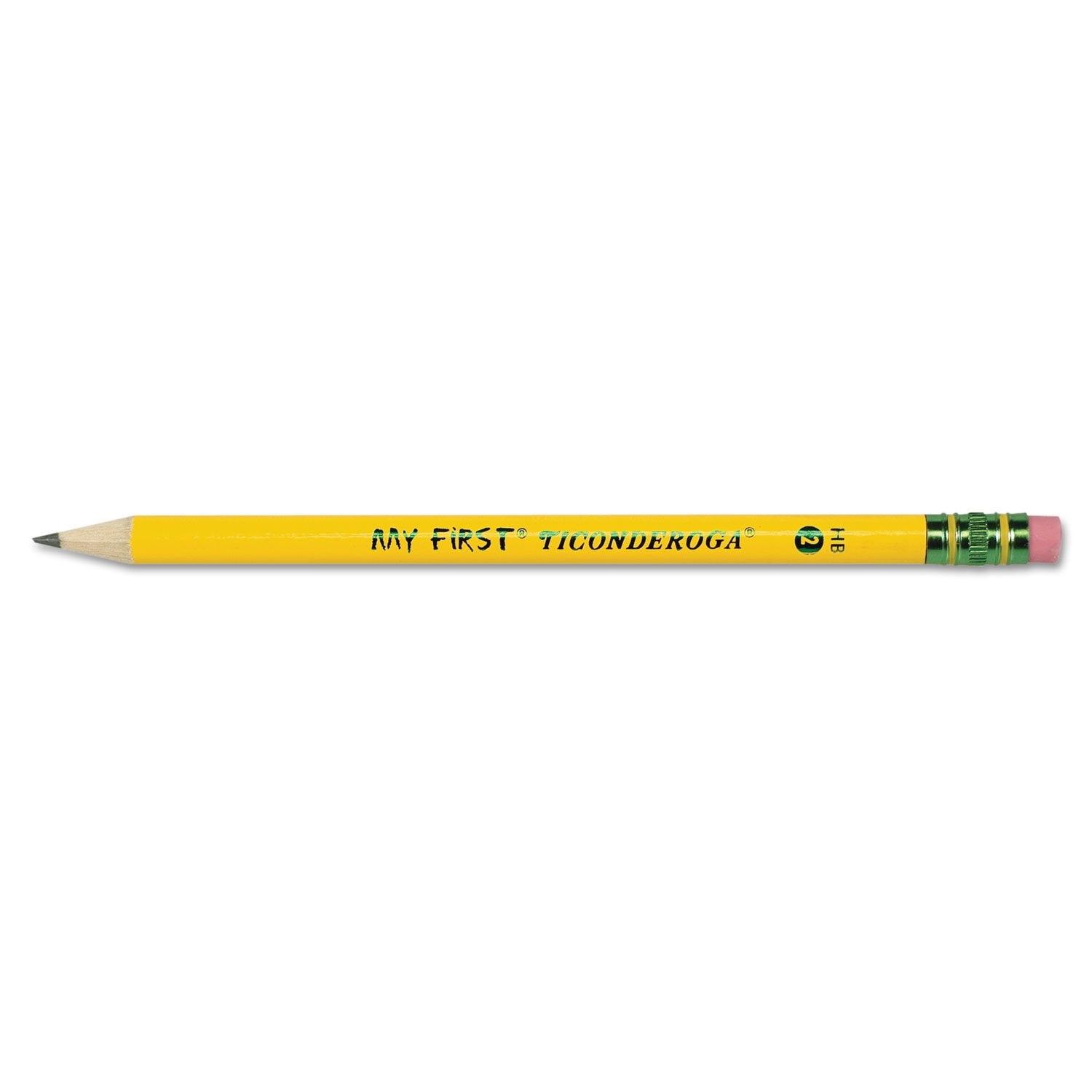 Ticonderoga 33312 My First Ticonderoga Woodcase Pencil, Hb #2, Yellow, 1 Dozen