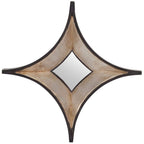 HomeRoots Light Brown Star Champagne Wood Frame Wall Mirror