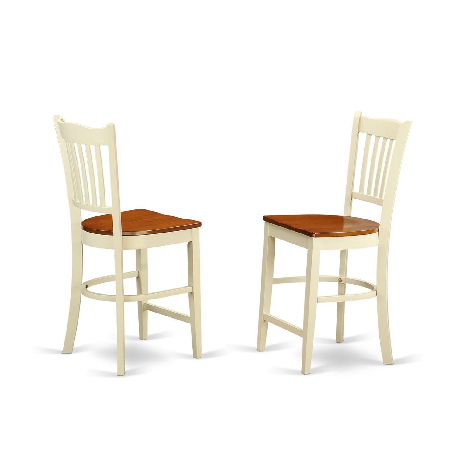 East West Furniture YAGR3-WHI-W 3 Piece Kitchen Counter Set for Small Spaces Contains a Rectangle Dining Room Table and 2 Dining Chairs, 30x48 Inch, Buttermilk & Cherry