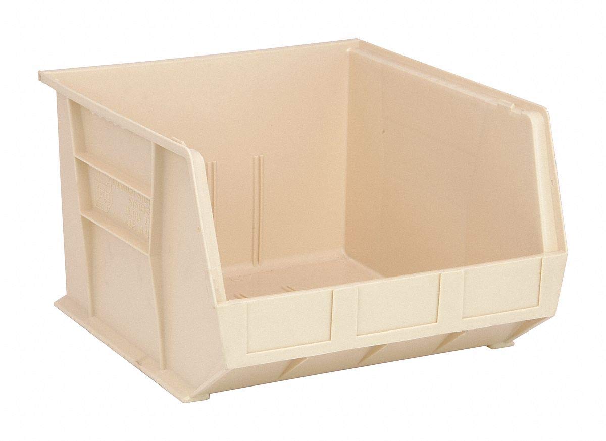 Quantum QUS270IV Ultra Stack and Hang Bin, 18 Length x 16-1/2 Width x 11 Height, Ivory, Pack of 3