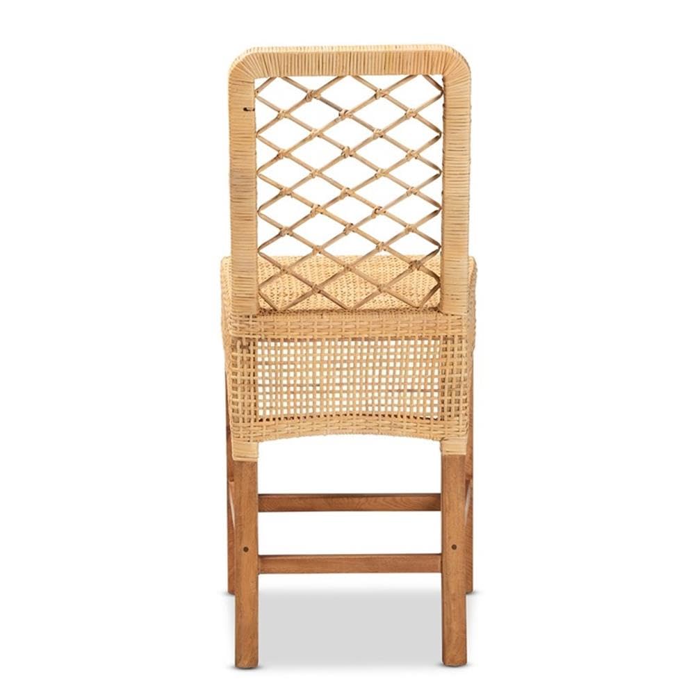 Baxton Studio Moscow Brown Rattan and Walnut Brown Finished Wood Counter Stool