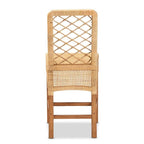 Baxton Studio Moscow Brown Rattan and Walnut Brown Finished Wood Counter Stool