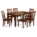 East West Furniture DUML7-MAH-W 7 Piece Modern Dining Table Set Consist of a Rectangle Wooden Table and 6 Dining Chairs, 36x60 Inch, Mahogany
