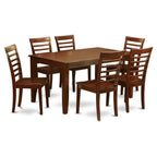 East West Furniture DUML7-MAH-W 7 Piece Modern Dining Table Set Consist of a Rectangle Wooden Table and 6 Dining Chairs, 36x60 Inch, Mahogany