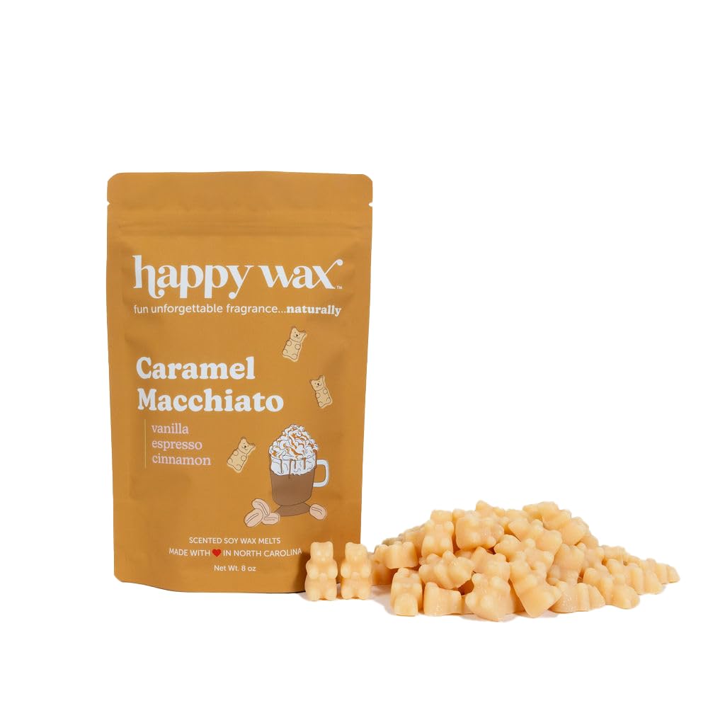 Happy Wax Caramel Macchiato Scented Bear Wax Melts - Natural Strong Scented Coffee Wax Melts Infused w/Essential Oils - Non Toxi