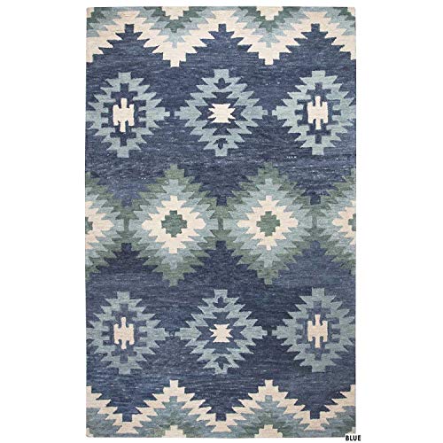 Alora Decor Napoli 8' X 10' Southwestern Motifs Blue/Ivory Hand-Tufted Area Rug