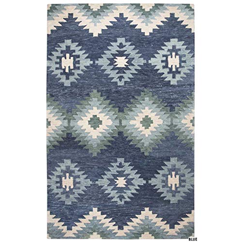 Alora Decor Napoli 8' X 10' Southwestern Motifs Blue/Ivory Hand-Tufted Area Rug