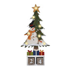 17.75' Christmas Tree Wooden Advent Calendar with LED Light Countdown to Xmas Advent Calendar Tabletop Christmas Countdown with