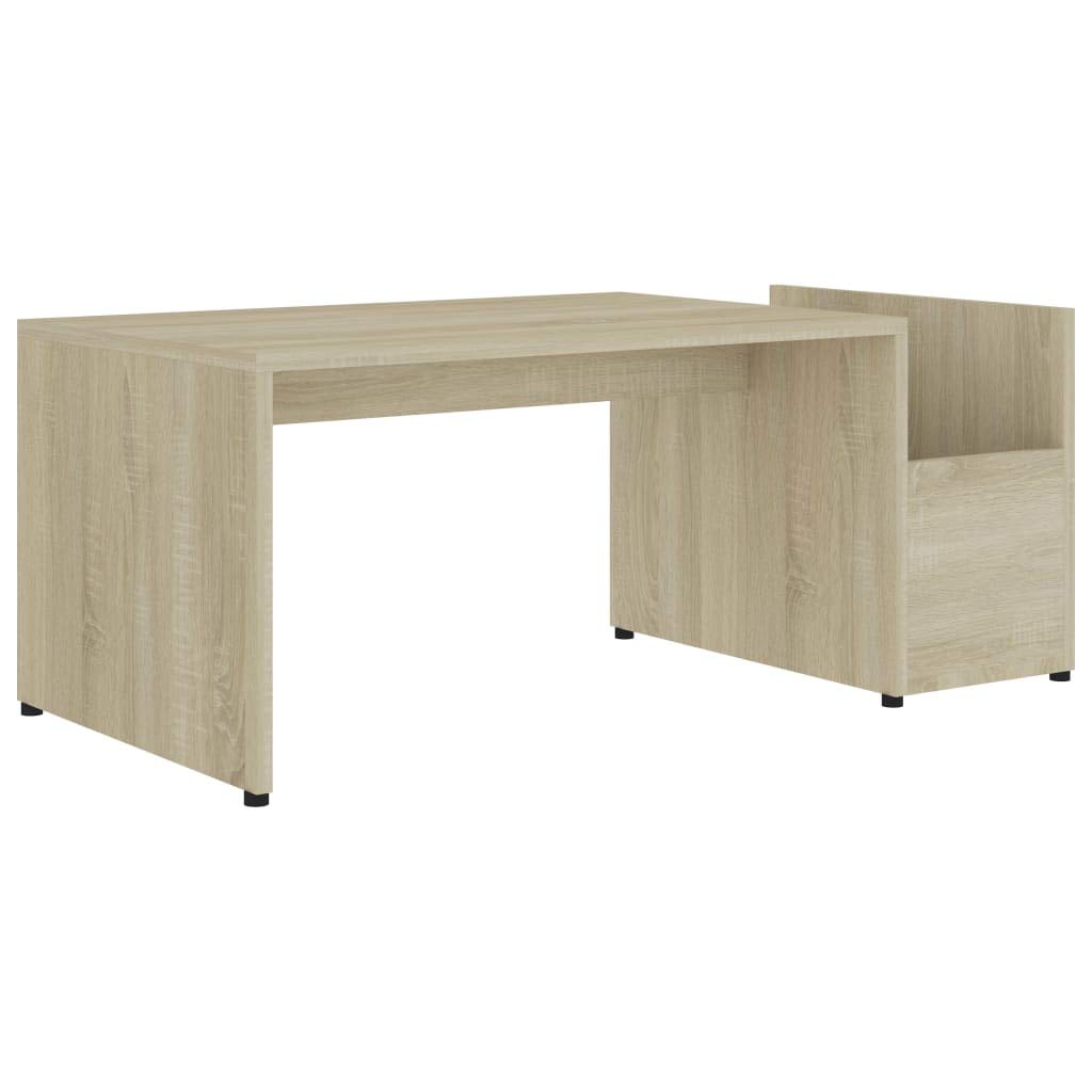 vidaXL Modern Coffee Table - Engineered Wood, Sonoma Oak Rectangular Design with Side Compartment, Easy Assembly and Cleaning, Geometric Elegant Design