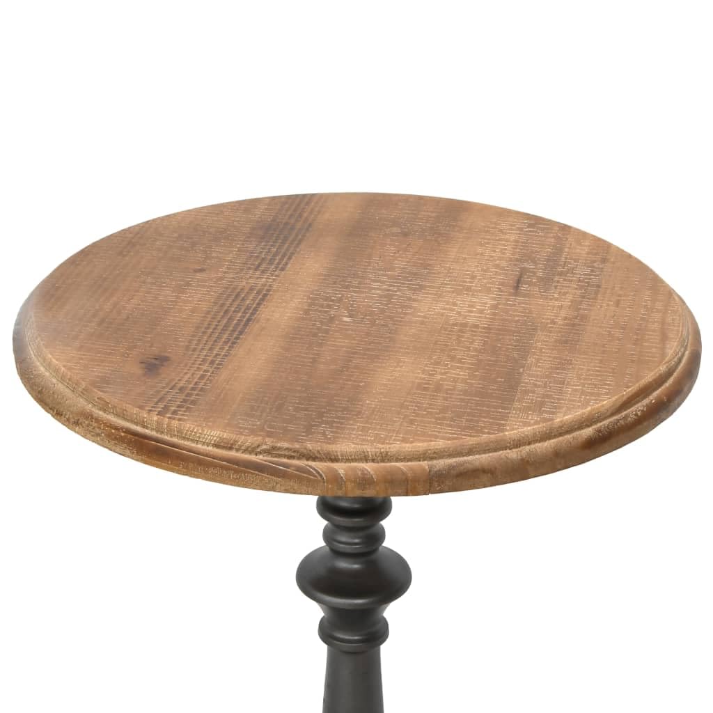 vidaXL Solid Fir Wood Brown Round End Table - Vintage Farmhouse Style -Sturdy Steel Base - Ideal for Living Rooms & Bedrooms