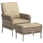 vidaXL Patio Lounge Chair with Footstool - Weather-Resistant Light Brown Poly Rattan, Steel Frame, Comfortable Outdoor Seating with Cushions