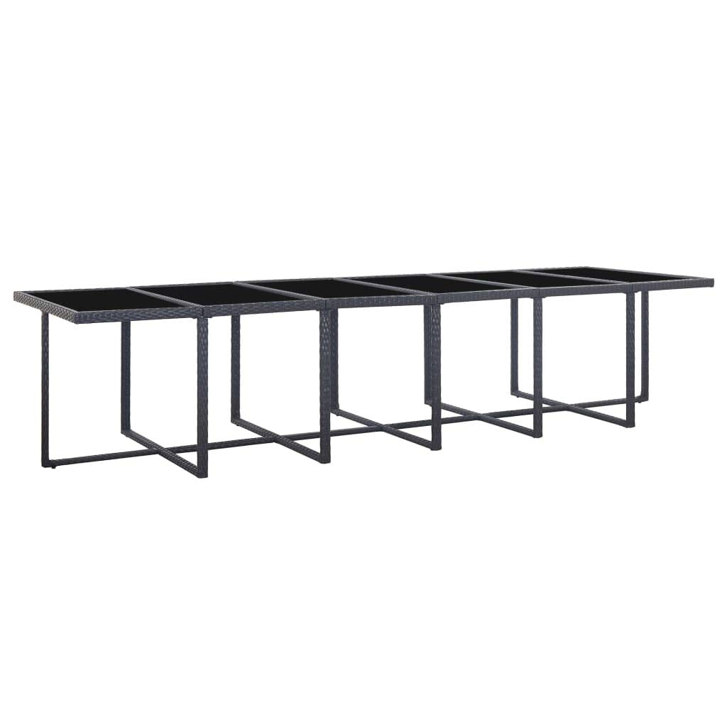 JeeKan 17 Piece Outdoor Dining Set with Cushions Poly Rattan Black