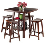 Ergode Wood Perrone High Table Set | Expandable Dining Solution | 2 Stools | Walnut Finish | Space-Saving | 160lbs Weight Limit (94548-VV)