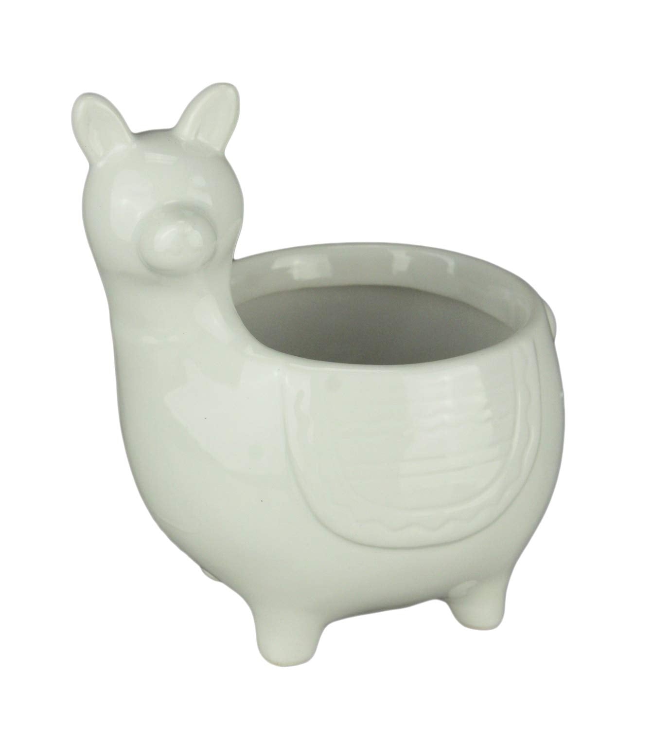 Napco Imports White Ceramic Standing Llama Planter Statue