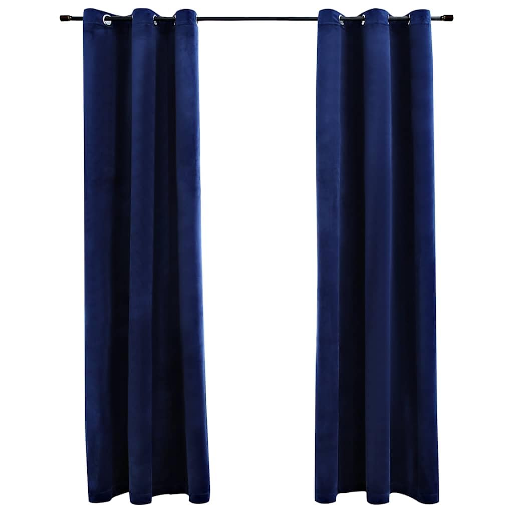 vidaXL Elegant Navy Blue Blackout Curtains - Velvet, Privacy Protection, Light Blocking Drapes - Suitable for Bedroom, Living Room, Office - Machine Washable, 37&quot;x63&quot;, 2 Pieces