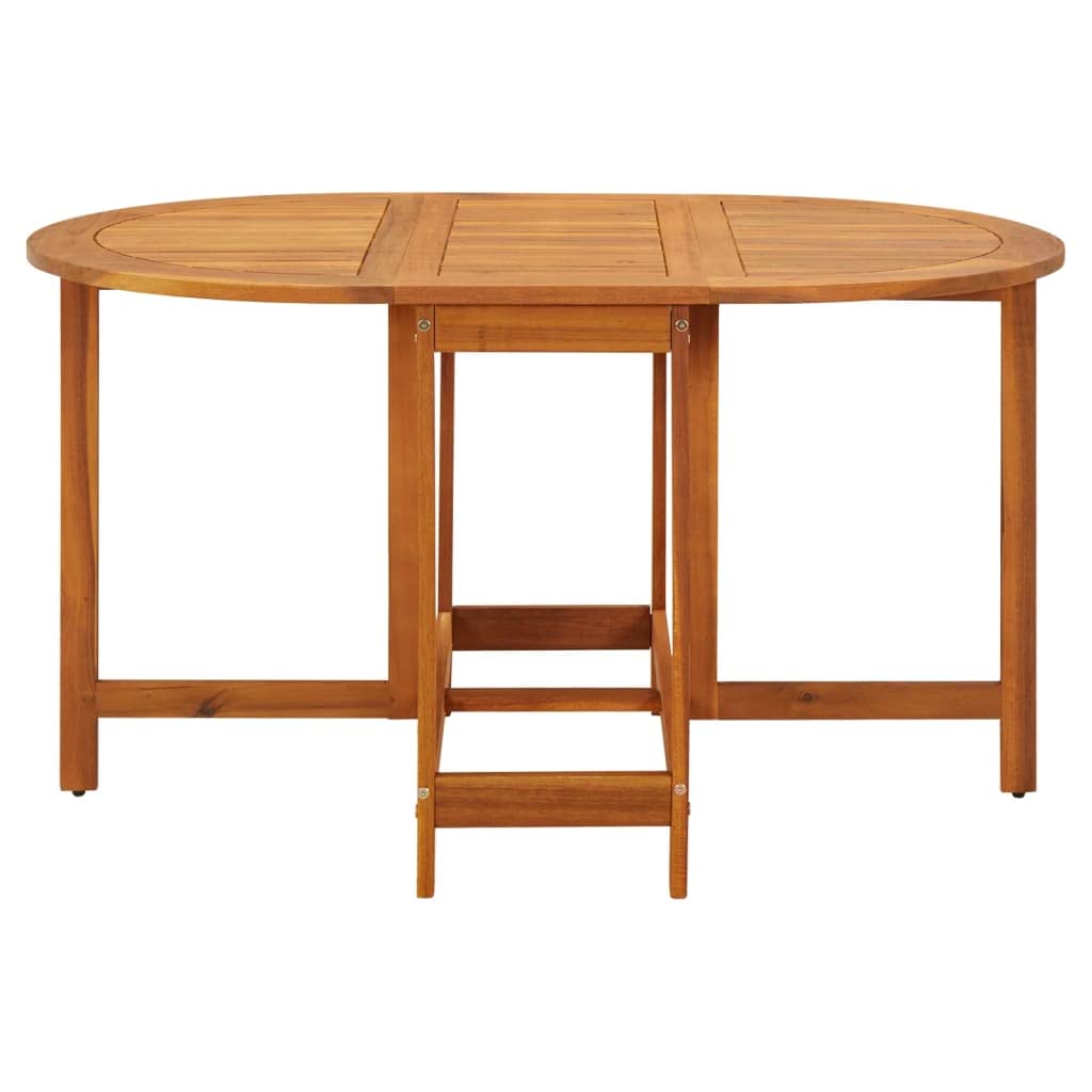 vidaXL Solid Acacia Wood Patio Drop Leaf Table Oval Dinning Stand Furniture