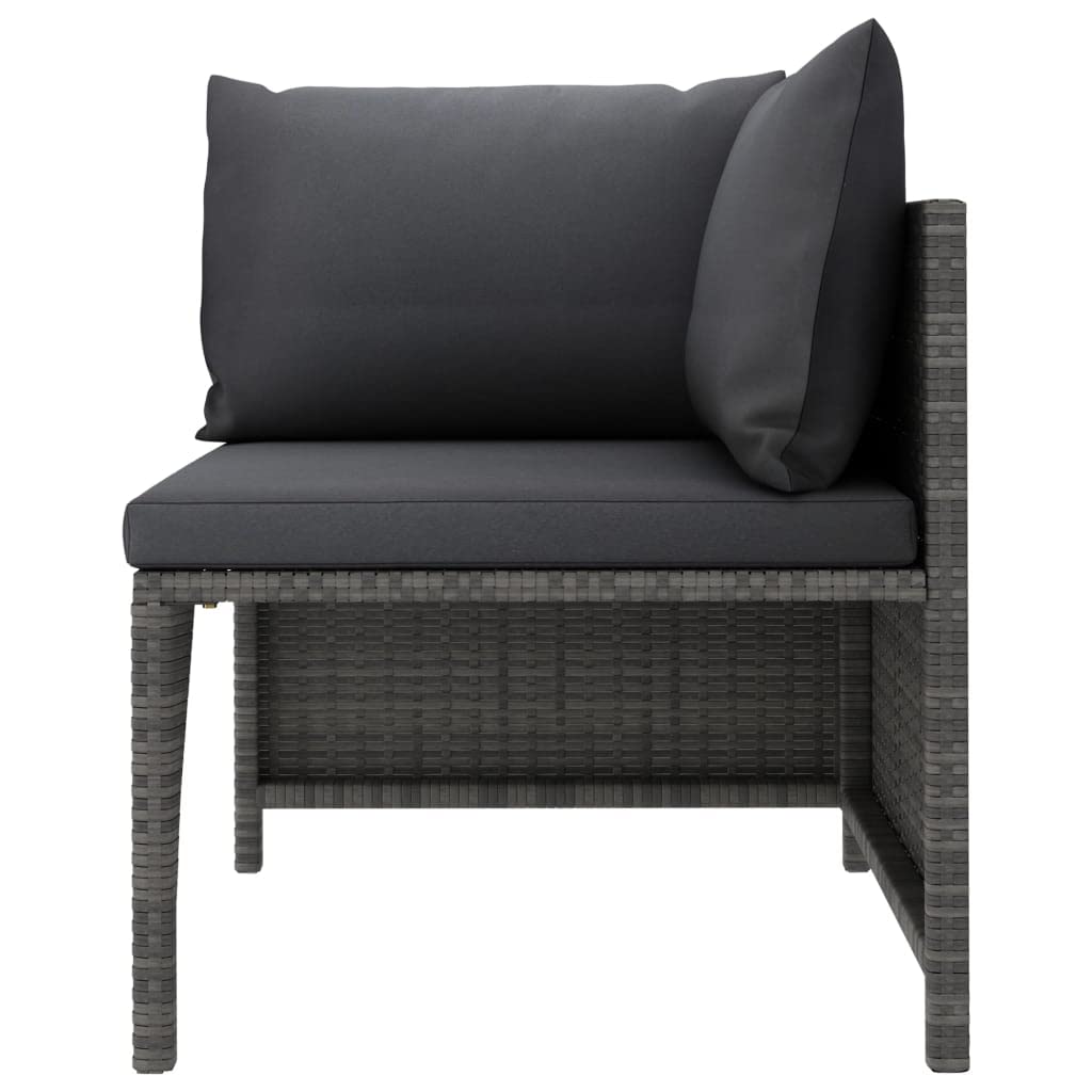 vidaXL - Gray Poly Rattan Sectional Corner Sofa with Cushions | Versatile Outdoor Garden Furniture | Highly Durable & Weather-Resistant | Comfortable Seating