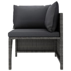 vidaXL - Gray Poly Rattan Sectional Corner Sofa with Cushions | Versatile Outdoor Garden Furniture | Highly Durable & Weather-Resistant | Comfortable Seating