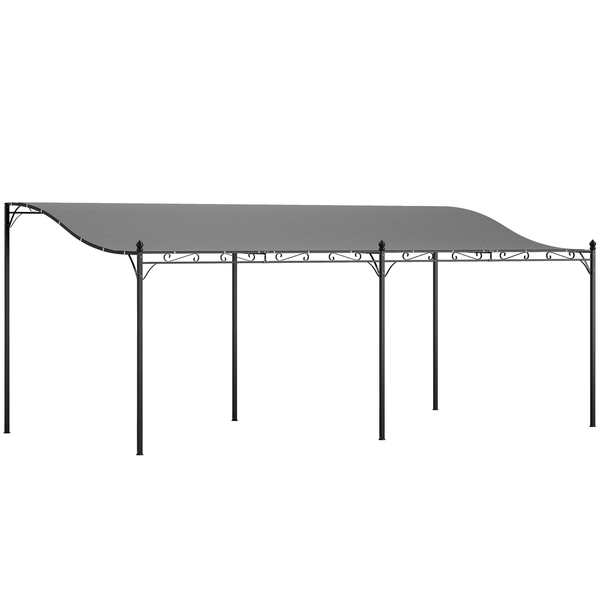 Outsunny 10' X 20' Outdoor Pergola Canopy, Wall-Mounted Metal Patio Canopy With Weather-Resistant Fabric And Drainage Holes For