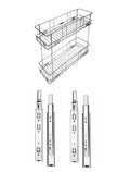 Steel Gold Stainless Steel 2 Shelf Bottle Pullout Basket For Kitchen Cabinet | Storage Organizer Rack For Bottles, Jars & Contai