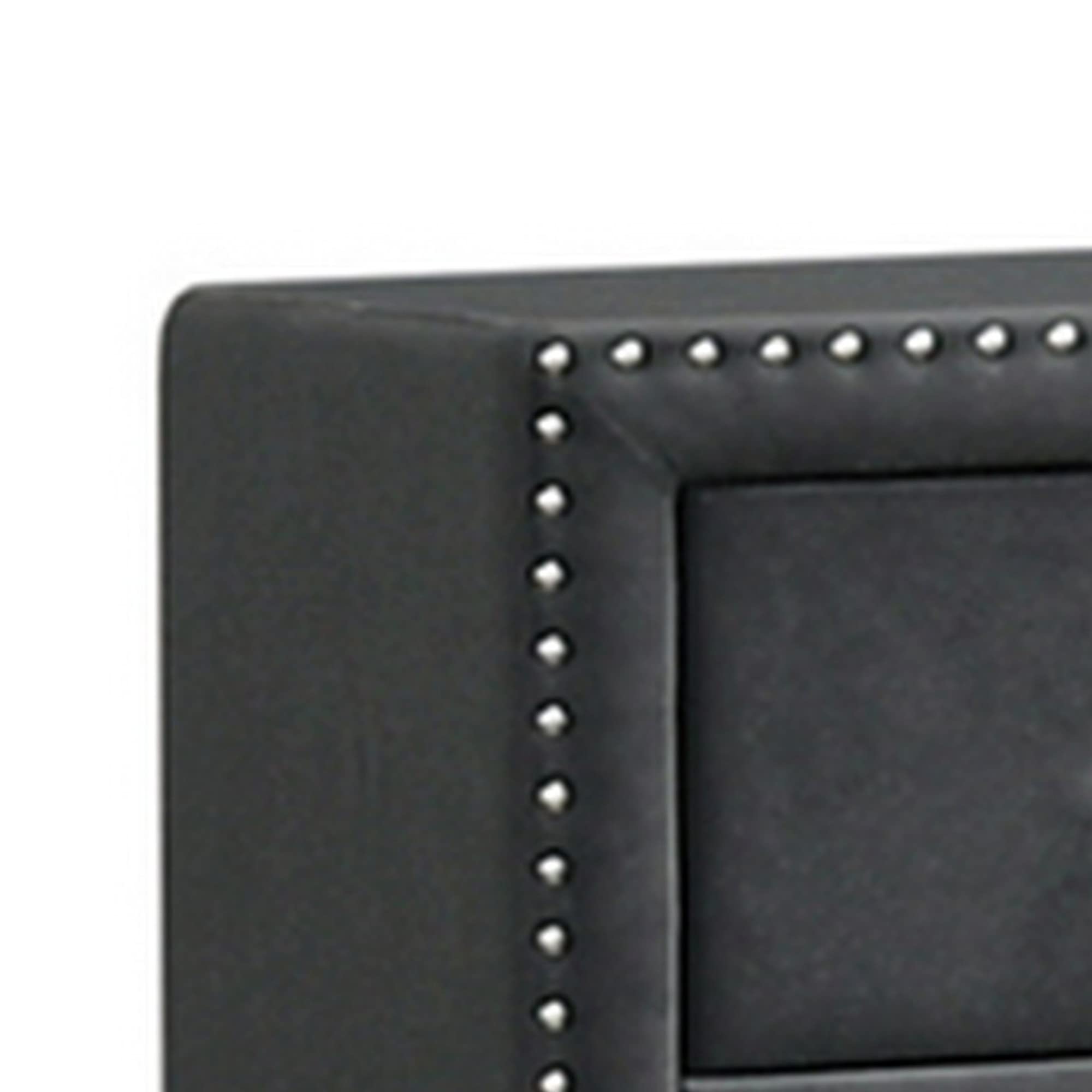 Benjara Cale 26 Inch Modern Glam Wood Nightstand, Nailhead, Velvet Upholstered, Gray and Chrome