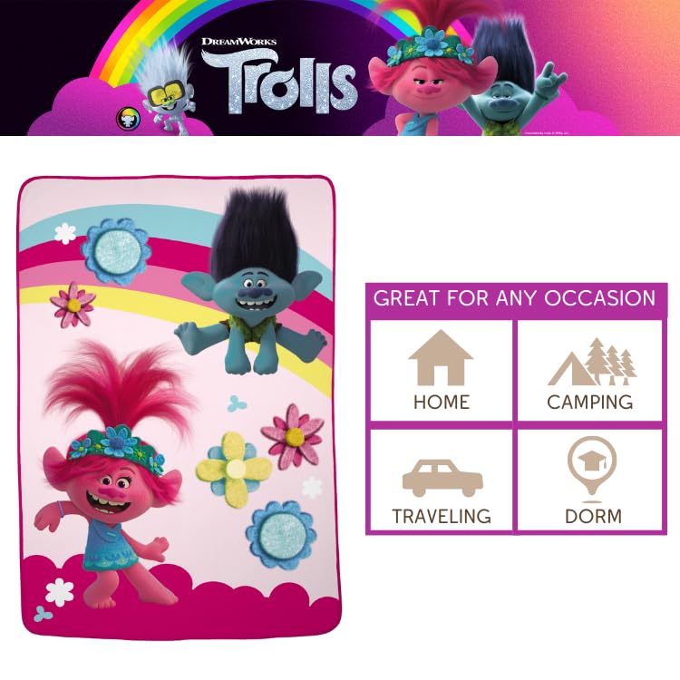 Franco Dreamworks Trolls 2 Kids Bedding Super Soft Plush Micro Raschel Blanket, 62 In X 90 In, (Officially Licensed Product)