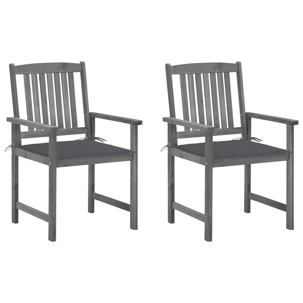 vidaXL Solid Acacia Wood Patio Chairs with Cushions