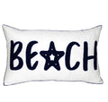 Decopow Embroidered Beach Throw Pillow Cover,Beach Decorative Canvas Pillow Cover For Nautical Style Deco 12 X 20 Inches(Navy Be