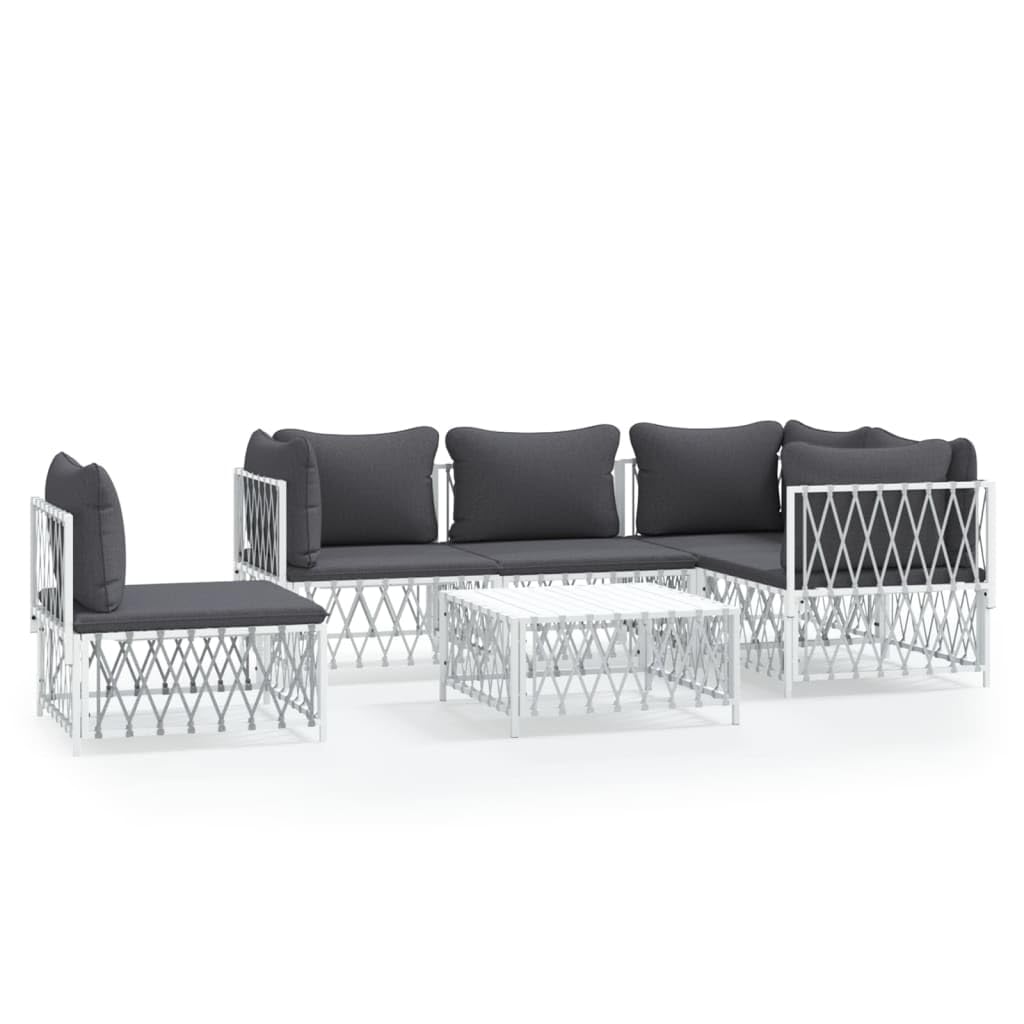 vidaXL Patio Furniture Set 6 Piece, Sectional Sofa with Cushions, Patio Lounge Set with Coffee Table for Outdoor Garden Lawn Bac