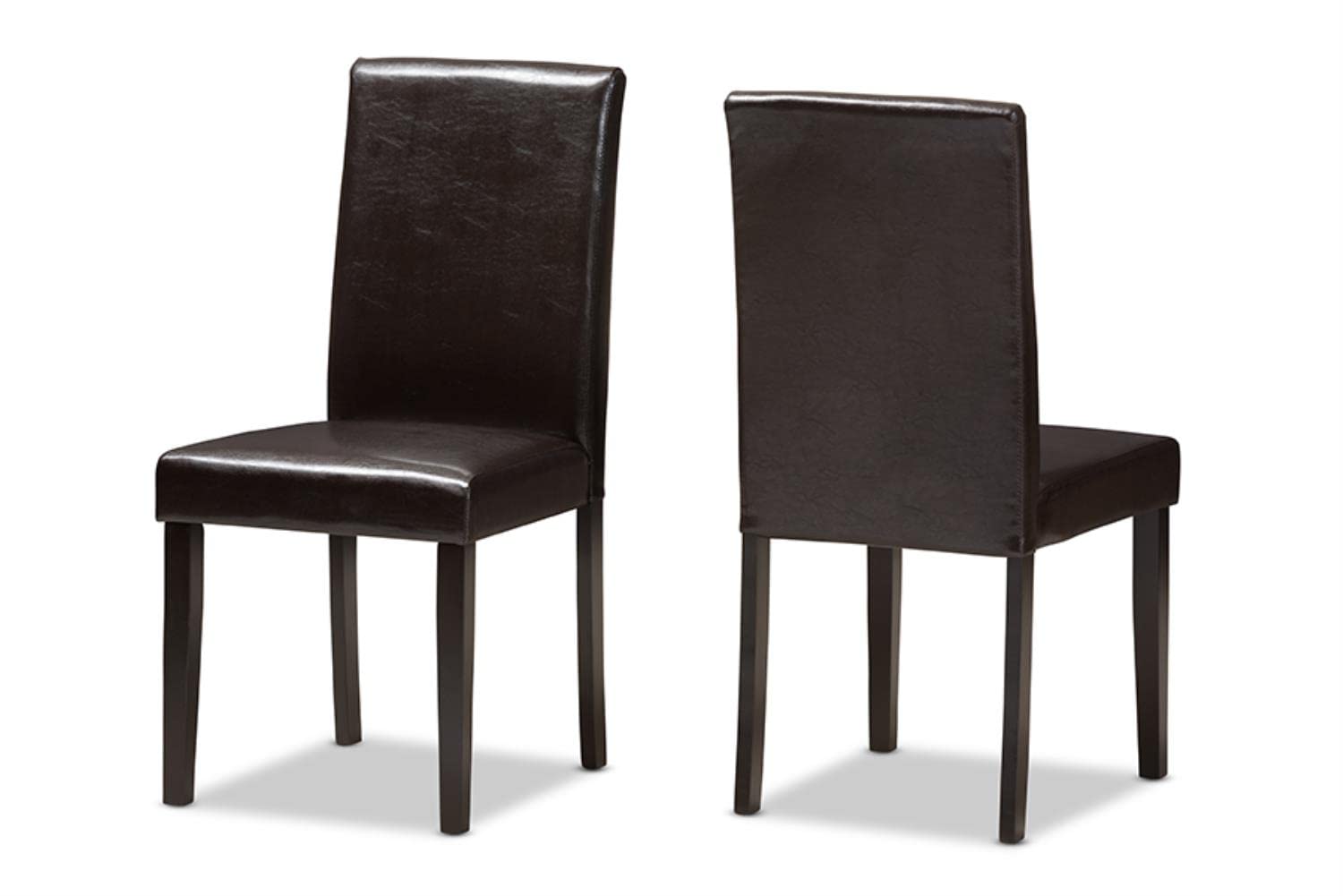 Baxton Studio Mia Modern and Contemporary Dark Brown Faux Leather Upholstered 5-Piece Dining Set Brown//Medium Wood/Contemporary/Table/Faux Leather/Solid Rubber Wood/Foam