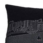 HomeRoots Grey 35' Black Madison Nighttime Skyline Lumbar Decorative Pillow
