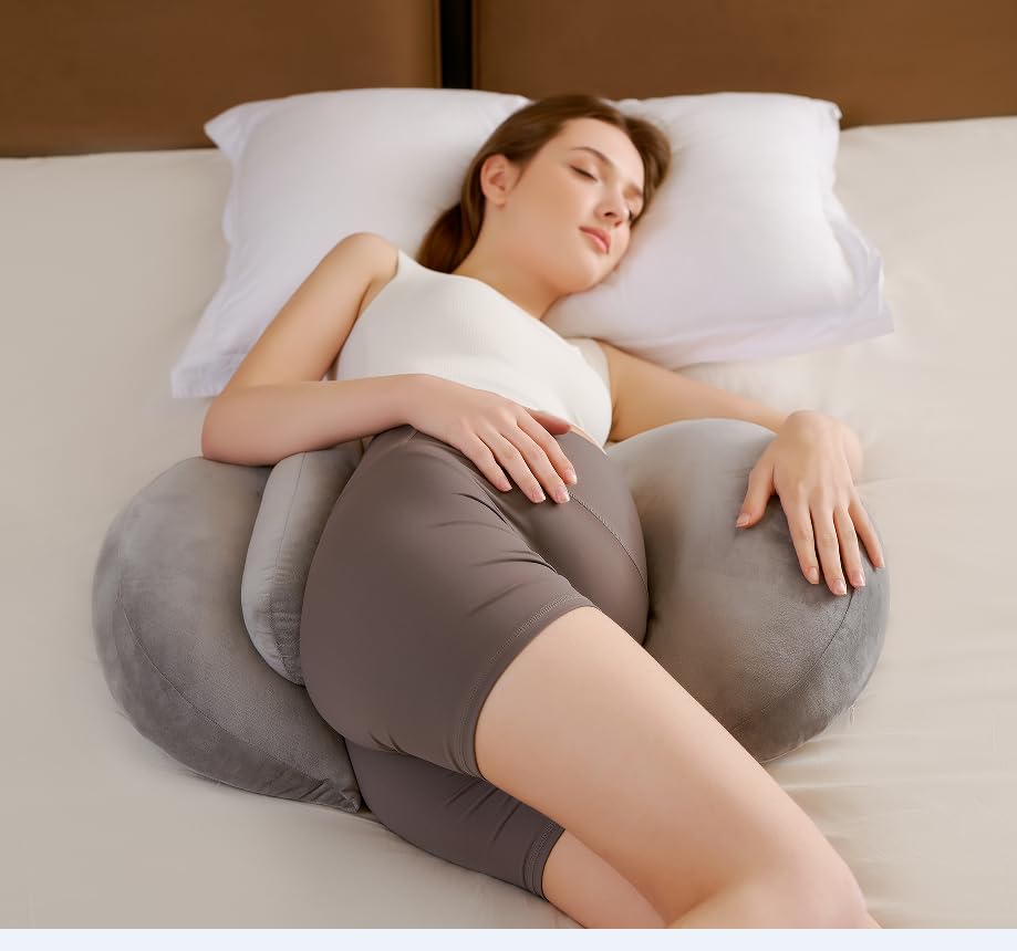 Portable Pregnancy Pillow For Sleeping, Plus W Shaped Soft Maternity Pillow For Pregnant Women,Pregnancy Wedge Support For Back,