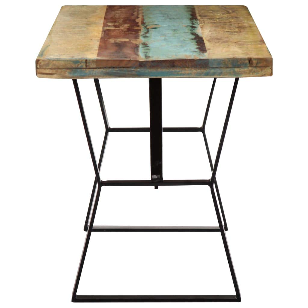 vidaXL Industrial Style Dining Table with Solid Reclaimed Wood Top - Durable Powder-Coated Iron Legs - Rectangular Shape - Multicolored