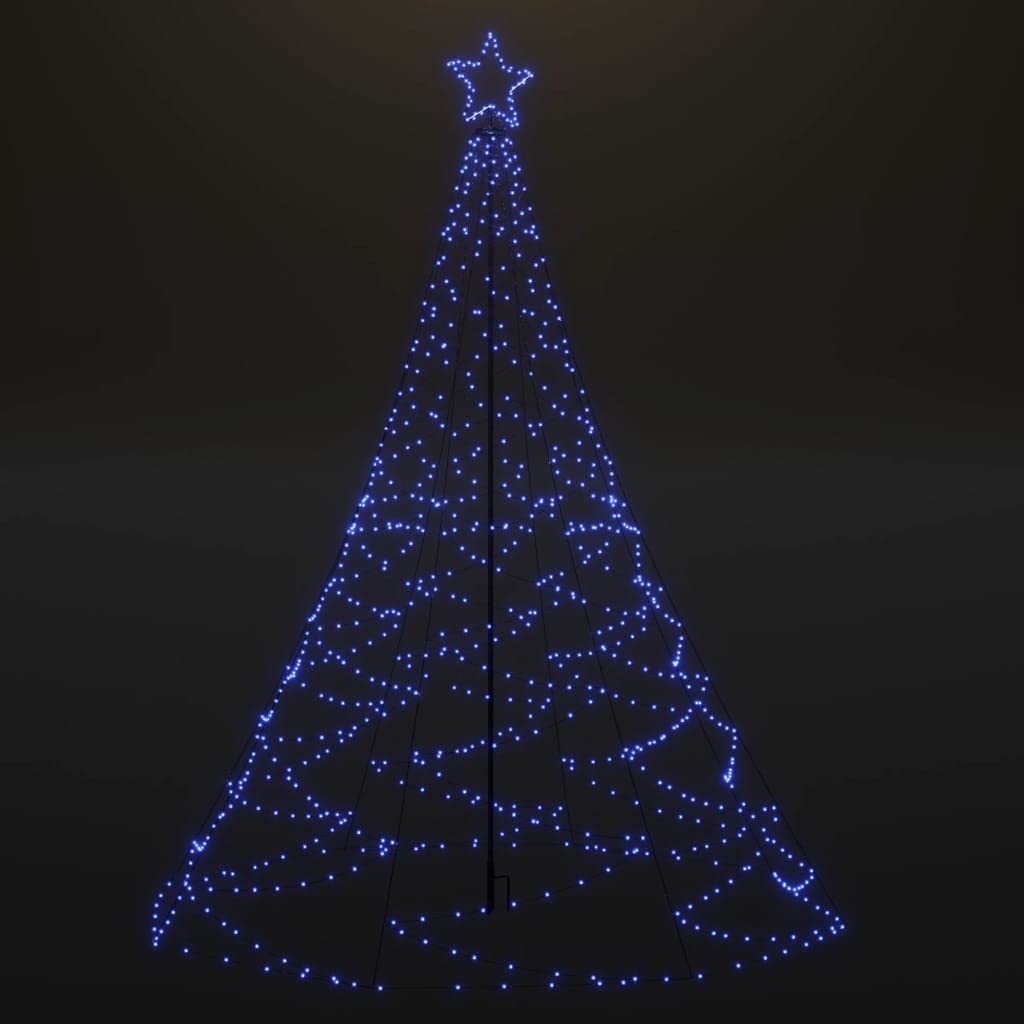 Vidaxl Christmas Tree With Metal Post 500 Leds Blue 9.8'