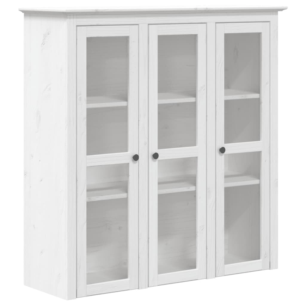 vidaXL Cabinet, Kitchen Storage Cabinet with Glass Doors, Sideboard for Living Room, Highboard, Modern Style, BODO White Solid Wood Pine