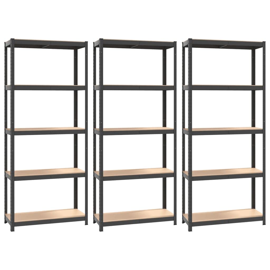 vidaXL 5-Layer Shelves: Anthracite Steel&Engineered Wood Bookcase, Durable Storage Unit with Industrial Style, Suitable for Home & Office