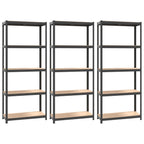 vidaXL 5-Layer Shelves: Anthracite Steel&Engineered Wood Bookcase, Durable Storage Unit with Industrial Style, Suitable for Home & Office
